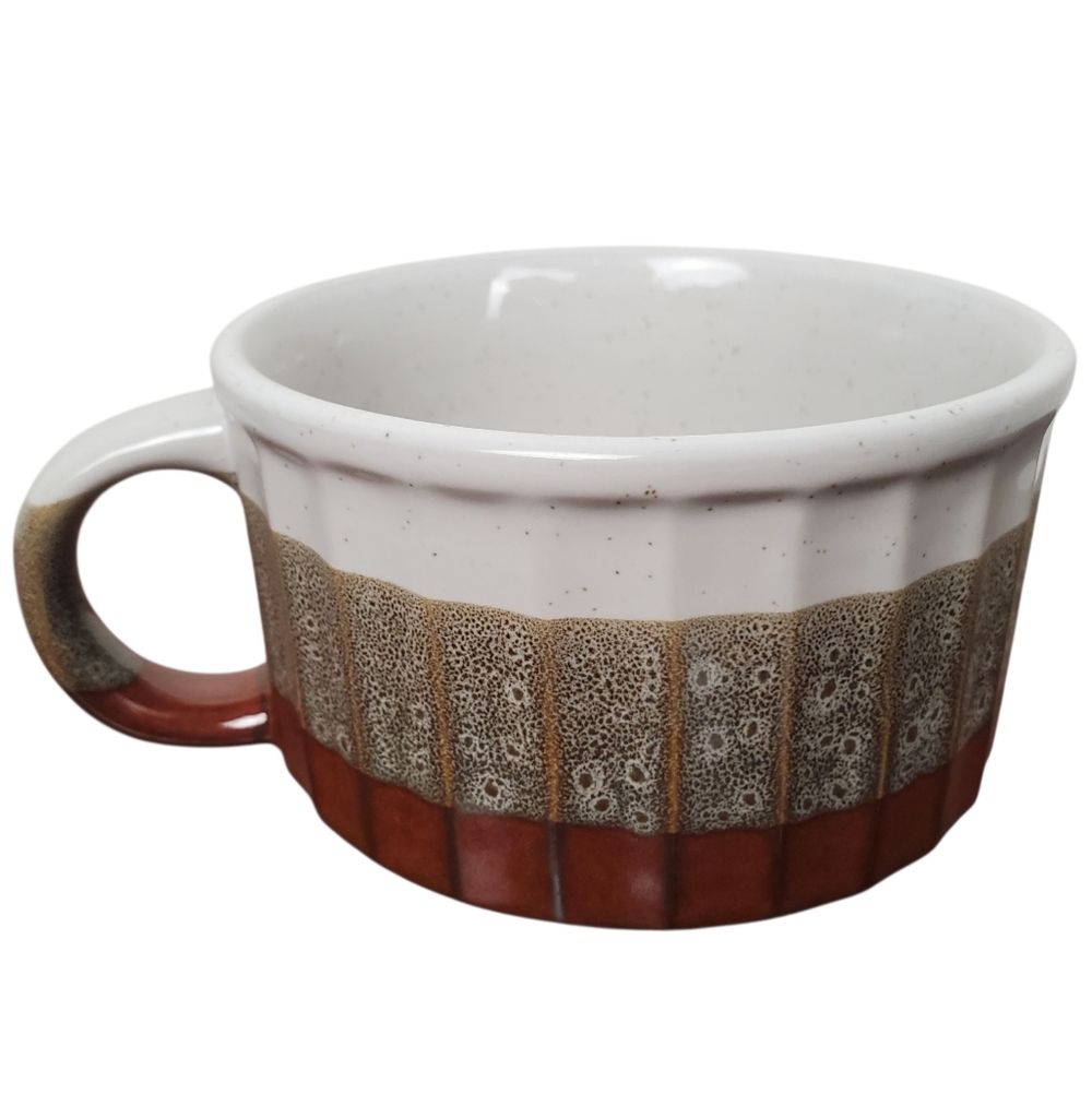 Rustic Brown and Cream Ceramic Coffee Tea Mug. Speckled Vintage